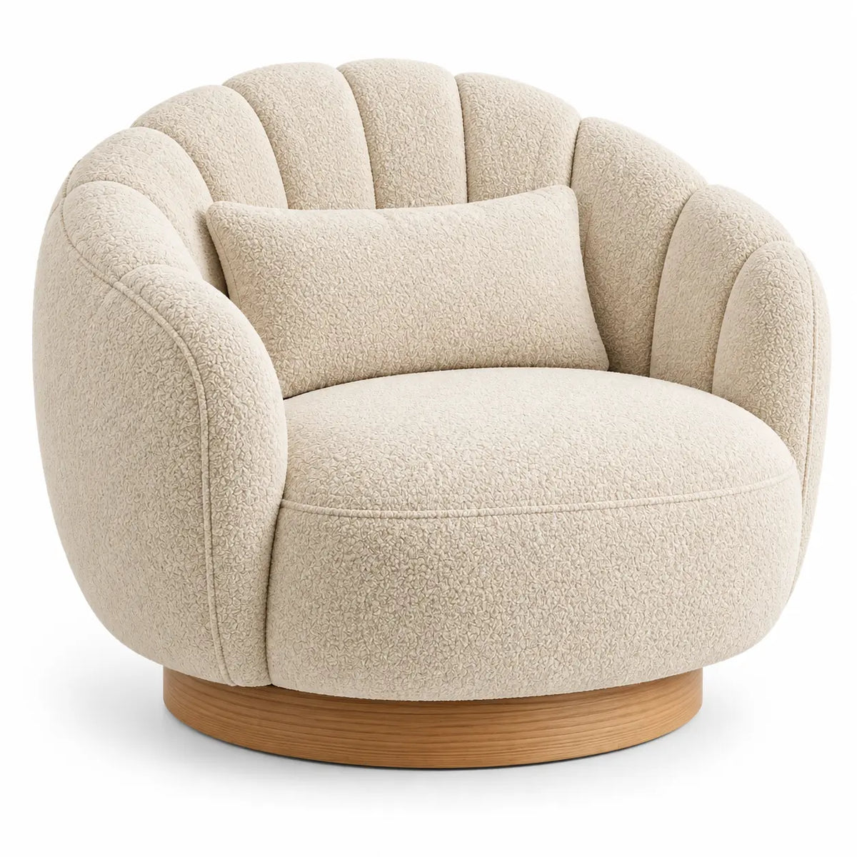Poltrona, seduta arrotondata e schienale a fasce, beige/marrone