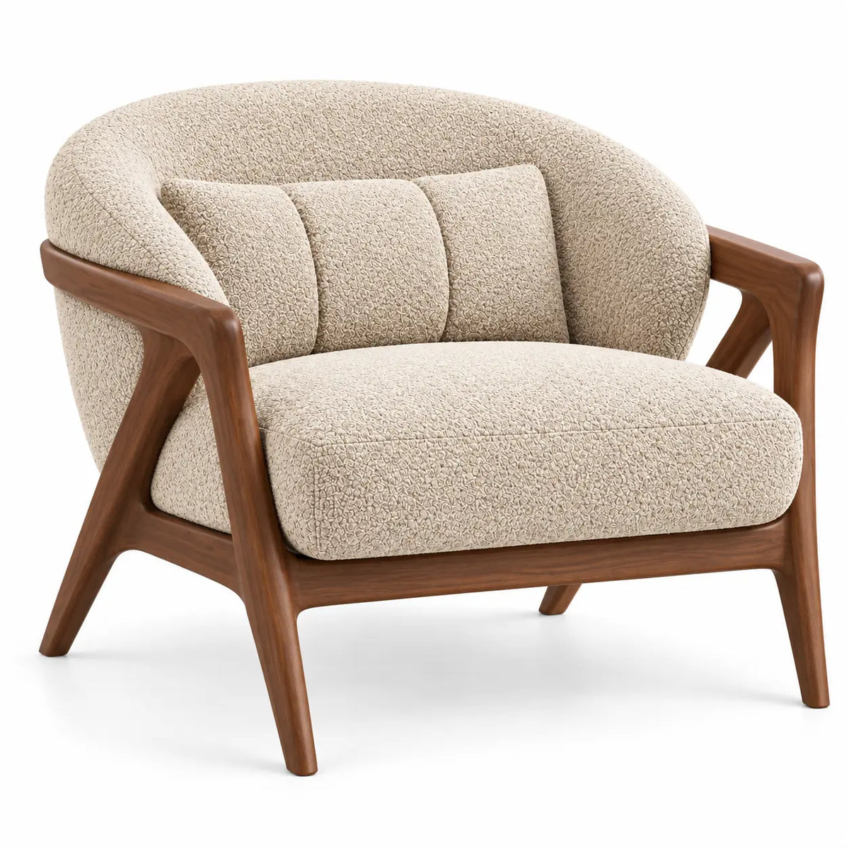 Poltrona, braccioli angolati e cuscino sulla seduta, marrone/beige